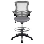 Mid-Back Mesh Ergonomic Drafting Chair with Foot Ring and Flip-Up Arms