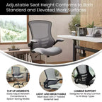 Mid-Back Mesh Ergonomic Drafting Chair with Foot Ring and Flip-Up Arms