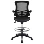 Mid-Back Mesh Ergonomic Drafting Chair with Foot Ring and Flip-Up Arms