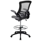 Mid-Back Mesh Ergonomic Drafting Chair with Foot Ring and Flip-Up Arms