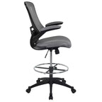 Mid-Back Mesh Ergonomic Drafting Chair with Foot Ring and Flip-Up Arms