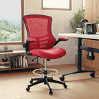 Mid-Back Mesh Ergonomic Drafting Chair with Foot Ring and Flip-Up Arms