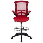 Mid-Back Mesh Ergonomic Drafting Chair with Foot Ring and Flip-Up Arms