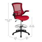 Mid-Back Mesh Ergonomic Drafting Chair with Foot Ring and Flip-Up Arms