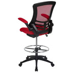 Mid-Back Mesh Ergonomic Drafting Chair with Foot Ring and Flip-Up Arms