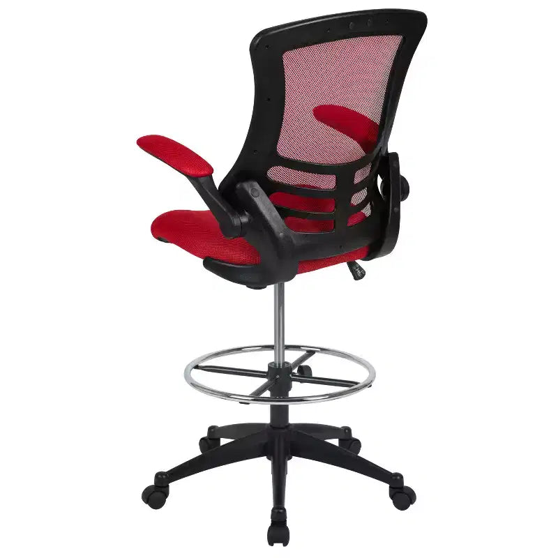 Mid-Back Mesh Ergonomic Drafting Chair with Foot Ring and Flip-Up Arms