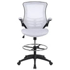 Mid-Back Mesh Ergonomic Drafting Chair with Foot Ring and Flip-Up Arms