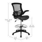 Mid-Back Mesh Ergonomic Drafting Chair with Foot Ring and Flip-Up Arms