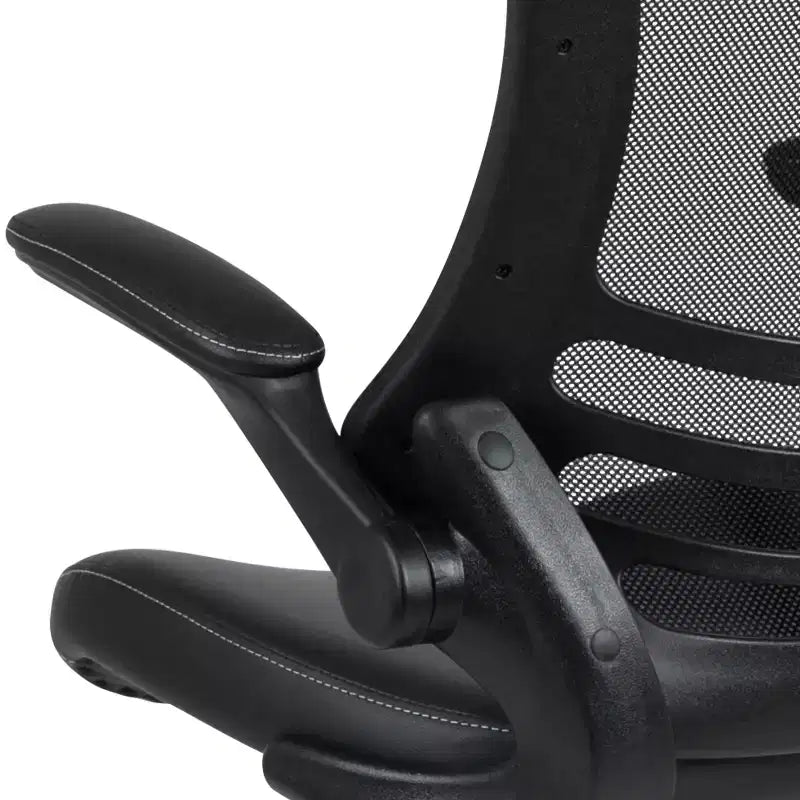Mid-Back Mesh Ergonomic Drafting Chair with Foot Ring and Flip-Up Arms