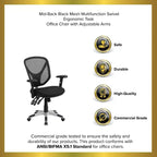 Mid-Back Black Mesh Multifunction Swivel Ergonomic Task Office Chair - Arms