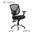 Mid-Back Black Mesh Multifunction Swivel Ergonomic Task Office Chair - Arms
