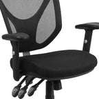 Mid-Back Black Mesh Multifunction Swivel Ergonomic Task Office Chair - Arms