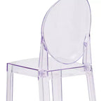 Taburete de bar Ghost con respaldo ovalado en cristal transparente