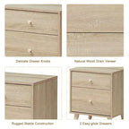 Nightstand 2-Drawer Beside End Side Table w/Rubber Legs