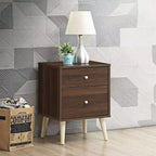 Nightstand 2-Drawer Beside End Side Table w/Rubber Legs