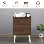 Nightstand 2-Drawer Beside End Side Table w/Rubber Legs