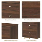 Nightstand 2-Drawer Beside End Side Table w/Rubber Legs