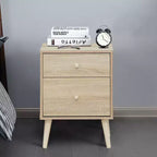 Nightstand 2-Drawer Beside End Side Table w/Rubber Legs
