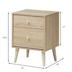 Nightstand 2-Drawer Beside End Side Table w/Rubber Legs