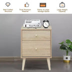 Nightstand 2-Drawer Beside End Side Table w/Rubber Legs