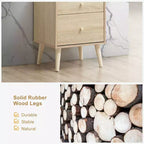 Nightstand 2-Drawer Beside End Side Table w/Rubber Legs