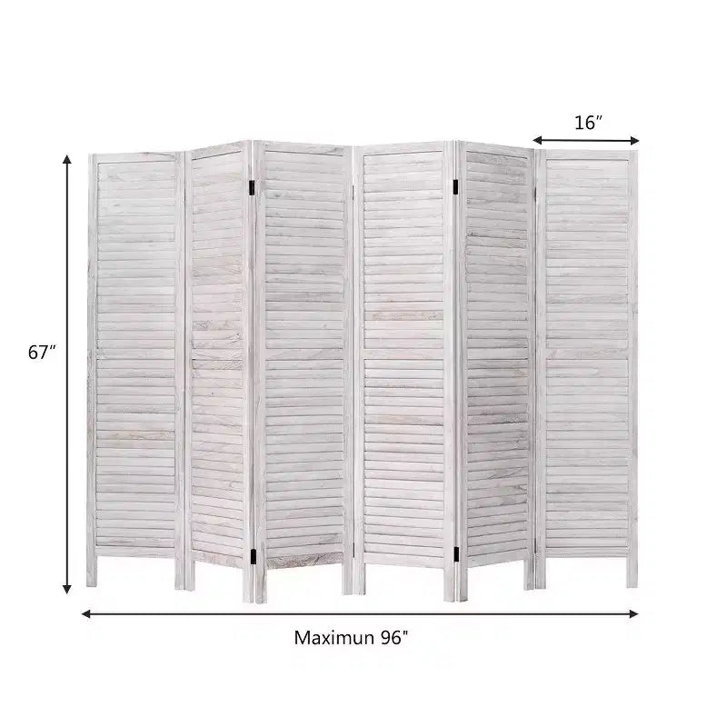 67'' High 6 Panel Room Divider Furniture Classic Venetian Wooden Slat Home