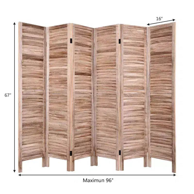 67'' High 6 Panel Room Divider Furniture Classic Venetian Wooden Slat Home