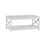 2-Tiered Low Profile X-Leg Design Coffee Table - White