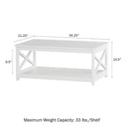 2-Tiered Low Profile X-Leg Design Coffee Table - White