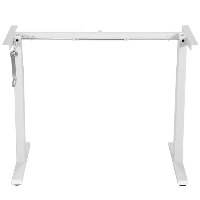 Hand Crank Sit to Stand Desk Frame Height Adjustable Standing Base White