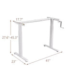 Hand Crank Sit to Stand Desk Frame Height Adjustable Standing Base White