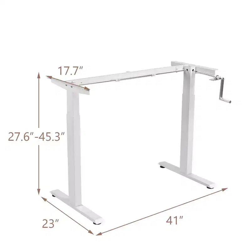 Hand Crank Sit to Stand Desk Frame Height Adjustable Standing Base White