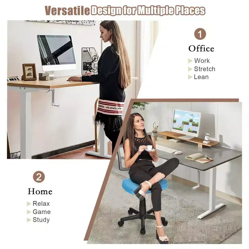 Hand Crank Sit to Stand Desk Frame Height Adjustable Standing Base White