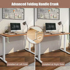 Hand Crank Sit to Stand Desk Frame Height Adjustable Standing Base White