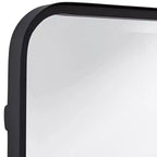 Rounded Edge Rectangular Vanity Wall Mirror Modern Beveled Black Iron Frame 24 Wide for Bathroom Bedroom Living Room Home Entryway