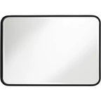 Rounded Edge Rectangular Vanity Wall Mirror Modern Beveled Black Iron Frame 24 Wide for Bathroom Bedroom Living Room Home Entryway