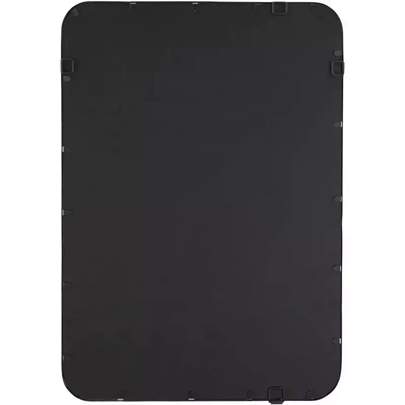 Rounded Edge Rectangular Vanity Wall Mirror Modern Beveled Black Iron Frame 24 Wide for Bathroom Bedroom Living Room Home Entryway