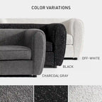 Furniture of America Vanessa – nowoczesna dwuosobowa sofa z zaokrąglonymi podłokietnikami i tapicerką bouclé, mała sofa z poduszką siedziskową i drewnianymi nogami
