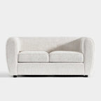 Furniture of America Vanessa – nowoczesna dwuosobowa sofa z zaokrąglonymi podłokietnikami i tapicerką bouclé, mała sofa z poduszką siedziskową i drewnianymi nogami