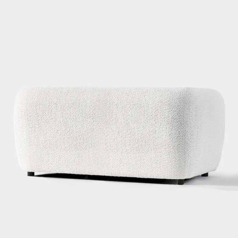 Furniture of America Vanessa – nowoczesna dwuosobowa sofa z zaokrąglonymi podłokietnikami i tapicerką bouclé, mała sofa z poduszką siedziskową i drewnianymi nogami