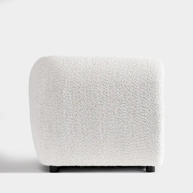 Furniture of America Vanessa – nowoczesna dwuosobowa sofa z zaokrąglonymi podłokietnikami i tapicerką bouclé, mała sofa z poduszką siedziskową i drewnianymi nogami