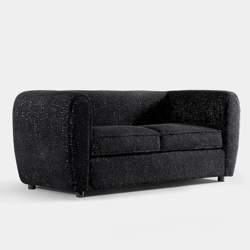 Furniture of America Vanessa – nowoczesna dwuosobowa sofa z zaokrąglonymi podłokietnikami i tapicerką bouclé, mała sofa z poduszką siedziskową i drewnianymi nogami