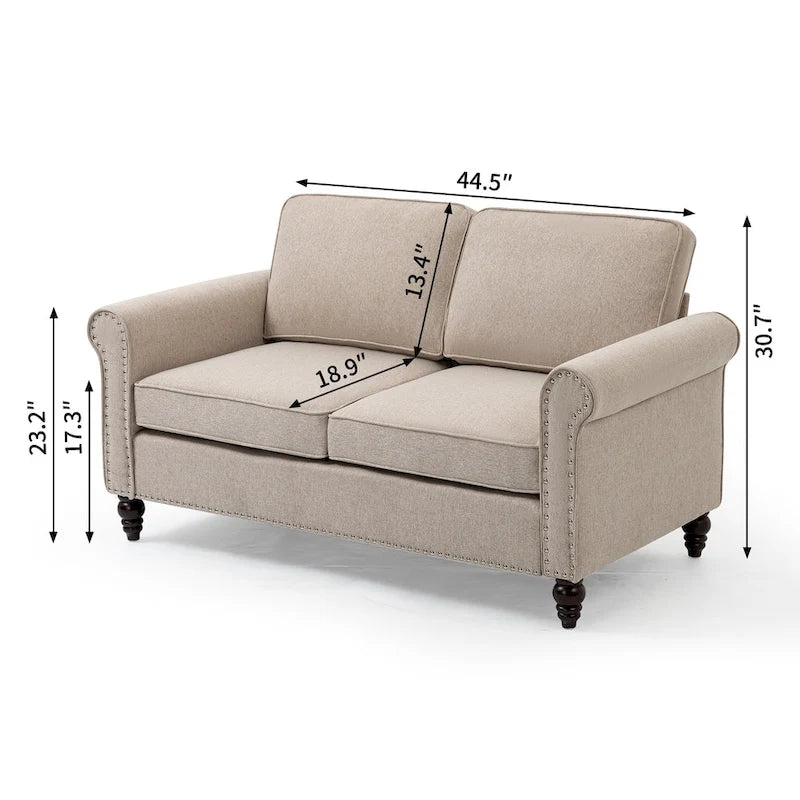 Tapicerowana dwuosobowa sofa z litego drewna – 23.30 x 44.50 x 30.70