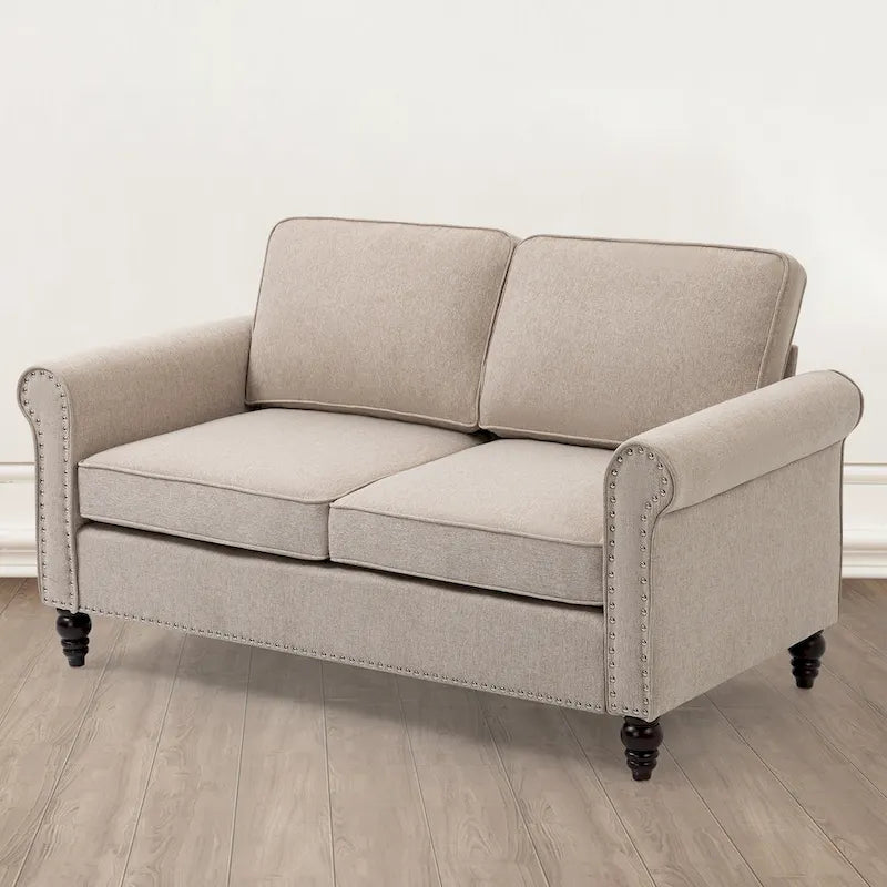 Tapicerowana dwuosobowa sofa z litego drewna – 23.30 x 44.50 x 30.70