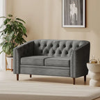 Cantrell modernes Zweisitzer-Sofa aus Kunstleder mit Knopfheftung von Christopher Knight Home