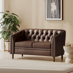 Cantrell modernes Zweisitzer-Sofa aus Kunstleder mit Knopfheftung von Christopher Knight Home