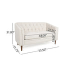 Cantrell modernes Zweisitzer-Sofa aus Kunstleder mit Knopfheftung von Christopher Knight Home