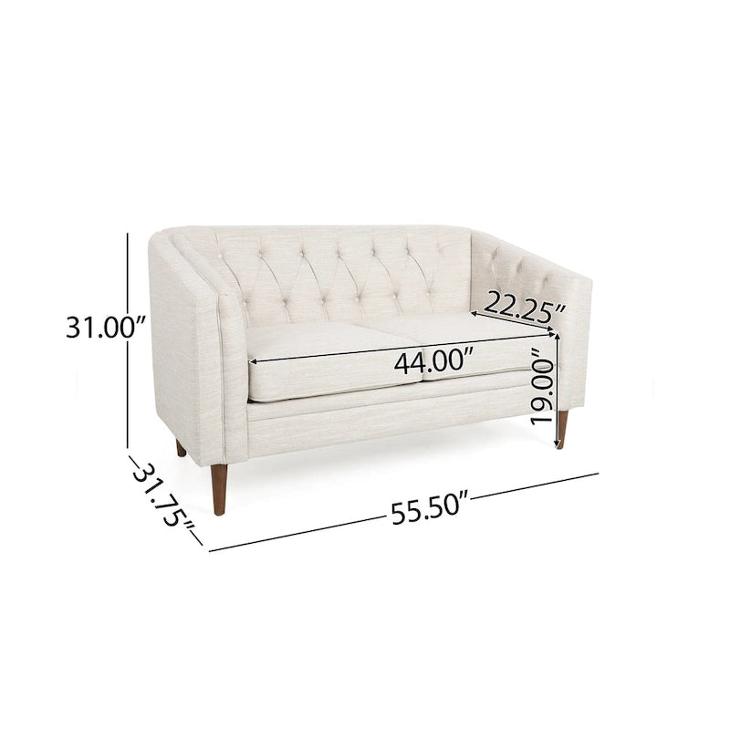 Cantrell modernes Zweisitzer-Sofa aus Kunstleder mit Knopfheftung von Christopher Knight Home