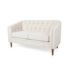 Cantrell modernes Zweisitzer-Sofa aus Kunstleder mit Knopfheftung von Christopher Knight Home