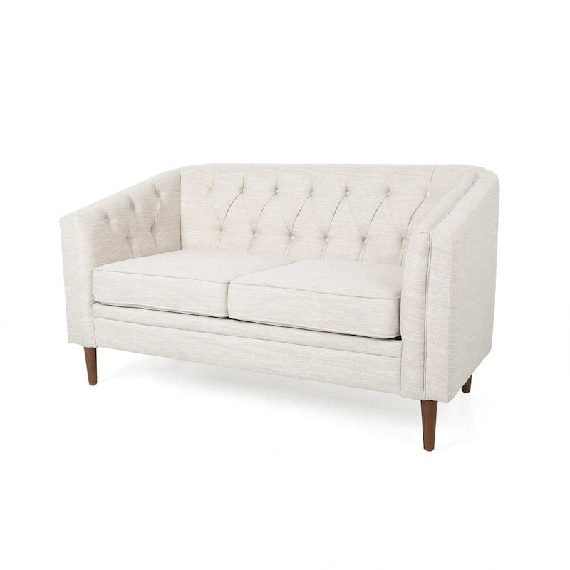 Cantrell modernes Zweisitzer-Sofa aus Kunstleder mit Knopfheftung von Christopher Knight Home